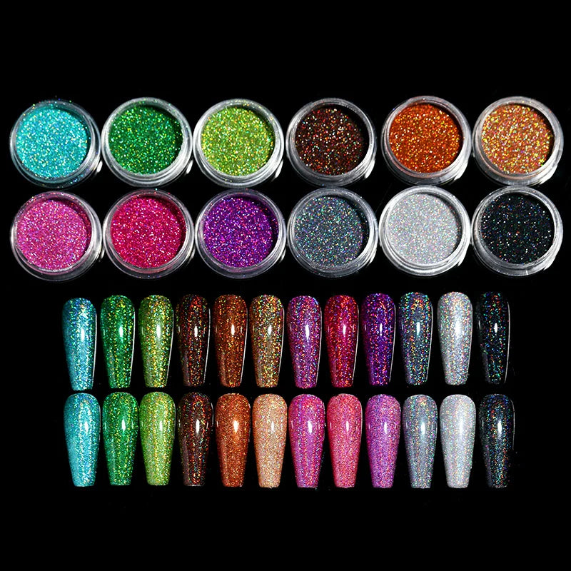 1 Box Iridescent Nail Powder Silver Glitters Flakes Nail Art Decorations Nail Glitter Sequins For Nails Shiny Accessories