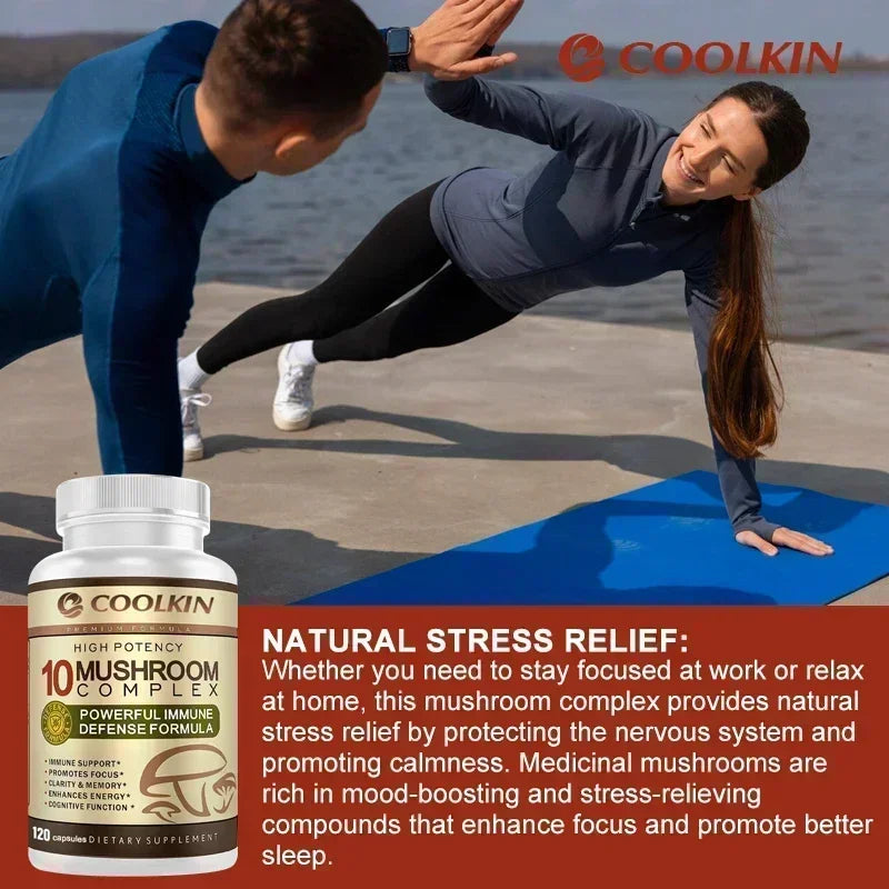 10 Mushroom Complex - Enhance Brain Memory and Concentration, Keep The Mind Clear and Relieve Stress