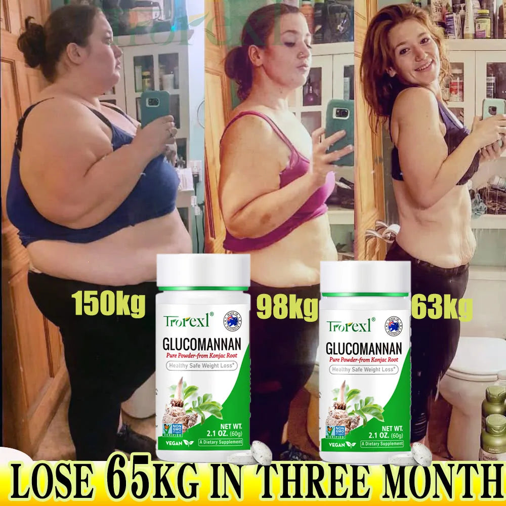 100 tablets, Trorexl Supplements, Glucomannan (Amorphophallus konjac) Pure Powder, Supports Healthy Weight Loss