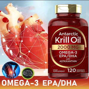2000Mg Antarctic Krill Oil Capsules OMEGA-3 and EPA/DHA with Astaxanthin Supplement for Joint ,Brain, Heart Health