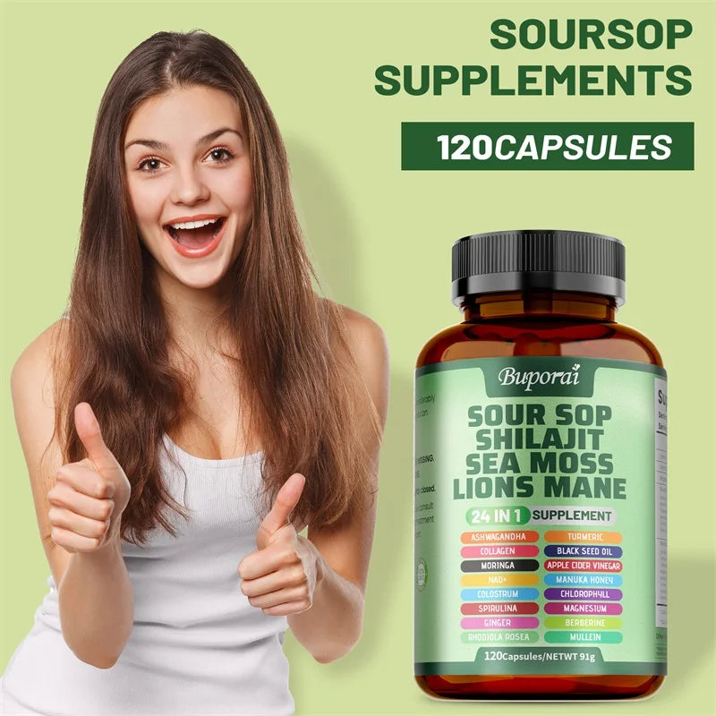 24-In-1 Soursop Supplement - Improve Skin Health, Anti-oxidation, Promote Digestion, Intestinal Detoxification