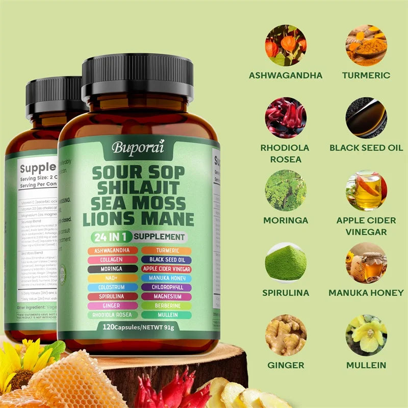 24-In-1 Soursop Supplement - Improve Skin Health, Anti-oxidation, Promote Digestion, Intestinal Detoxification