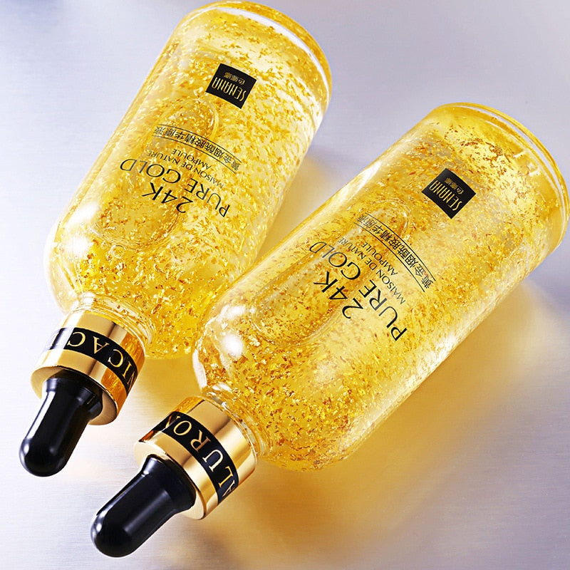 24K Gold Hyaluronic Acid Face Serum Moisturizing Deep Nourishing Anti Aging Gold Nicotinamide Liquid Skin Care Essence