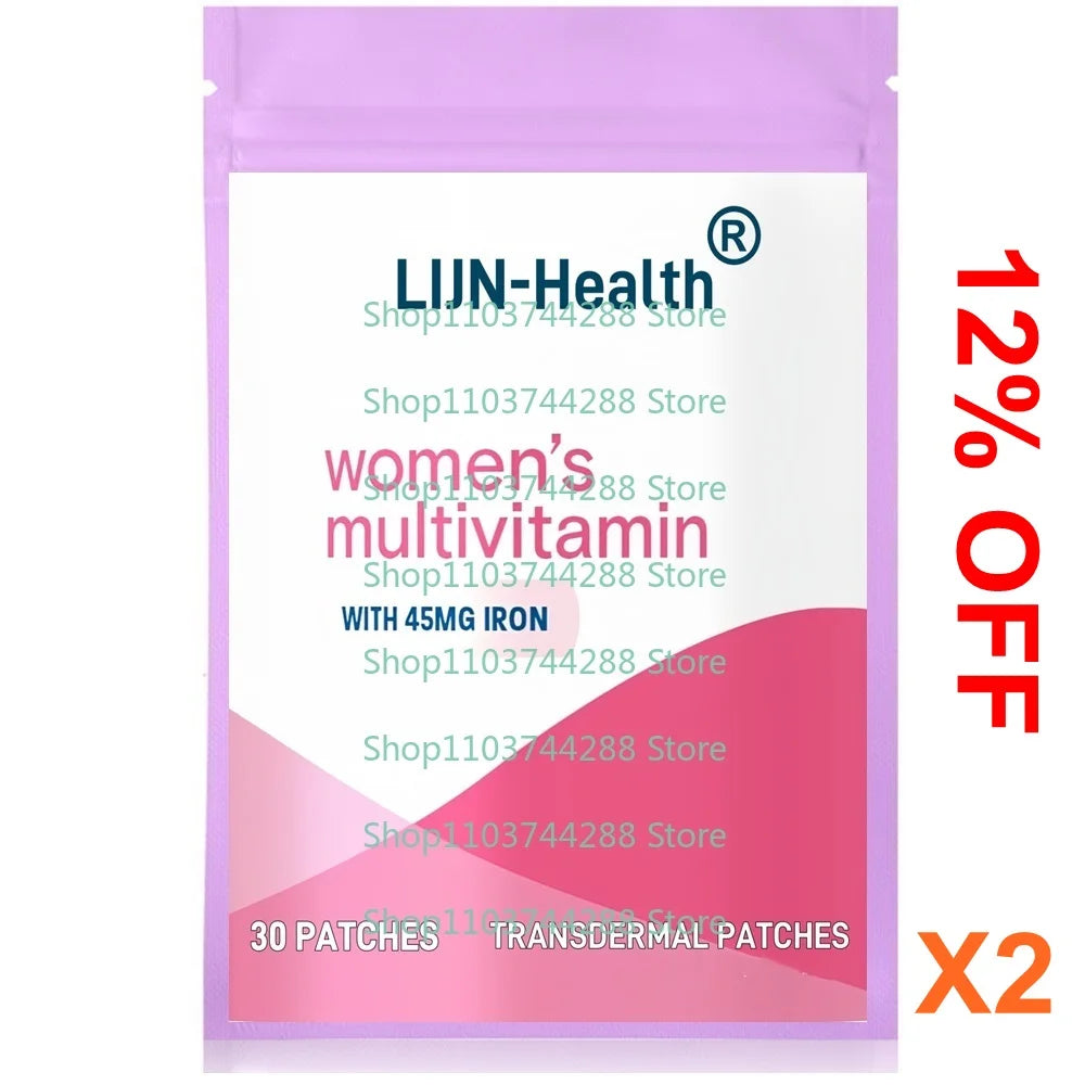 30 Patches Multivitamin with Iron Transdermal Patches for Women Hair, Skin, and Nail Support