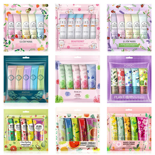 5pcs Plant Fruit Fragrance Hand Cream Sets Moisturizing Handcream Set Hand Care Nourishing Anti Chap Skin Care for Hands in Pakistan 5pcs Plant Fruit Fragrance Hand Cream Sets Moisturizing Handcream Set Hand Care Nourishing Anti Chap Skin Care for Hands in Pakistan