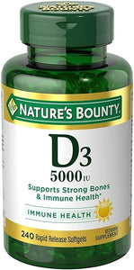 Nature's Bounty Vitamin D3, Immune Support, 125 mcg (5000iu), Rapid Release Softgels, 240 Ct in Pakistan
