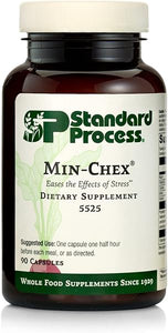 Standard Process Min-Chex - Whole Food Nervous System Supplement, Stress Relief with Soy Protein, Ascorbic Acid, Wheat Germ, Vitamin B6, Niacin, Iodine - 90 Capsules in Pakistan