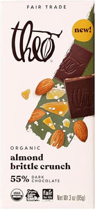 Chocolate Almond Brittle Crunch Organic Dark Chocolate Bar, 55% Cacao, 12 Pack | Vegan, Fair Trade in Pakistan