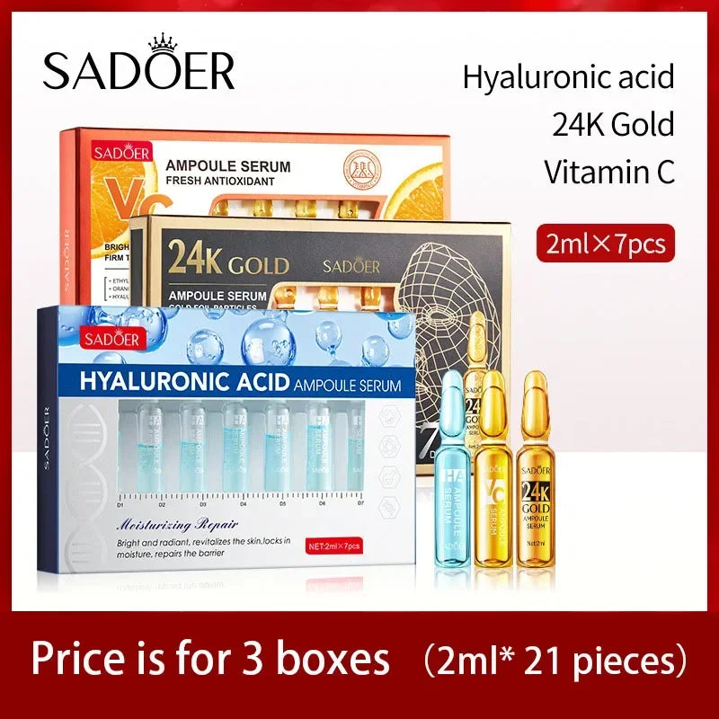 7 Pieces Hyaluronic Acid Essence Set Nicotinamide Oligopeptide Moisturizing Essence Anti-wrinkle Whitening Ampoule Face Serum