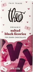 Chocolate Valentine's Day Salted Black Licorice Organic Dark Chocolate Bar, 70% Cacao, 6 Pack | Vegan, Fair Trade in Pakistan