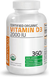 Bronson Vitamin D3 2,000 IU (1 Year Supply) for Immune Support, Healthy Muscle Function & Bone Health, High Potency Organic Non-GMO Vitamin D Supplement, 360 Tablets in Pakistan
