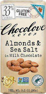 Chocolove Almond & Sea Salt in Milk Chocolate, 33% Cacao | Non GMO, Rainforest Alliance Certified Cacao | 3.2oz Bar (12) in Pakistan