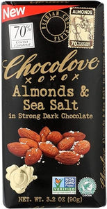 Chocolove Xoxox - Bar - Almond - Sea Salt - 70% Dark Chocolate - Case of 12 - 3.2 oz in Pakistan