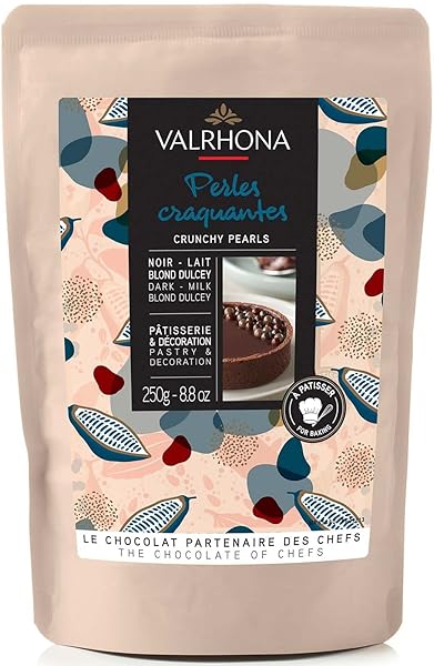 Baking Pearls. Better than Chocolate Chips. Crispy Puffed Rice Coated in Milk & Dark Chocolate and Dulcey. Baking Stable. Great Topping and Texture for Baked Goods. 250g (Pack of 1) in Pakistan