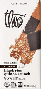 Black Rice Quinoa Crunch Organic Dark Chocolate Bar, 85% Cacao, 1 Bar | Vegan, Fair Trade in Pakistan