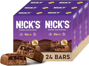 NICK'S Join our Fight on Sugar Swedish Style Triple Chocolate Protein Snack Bars - Pack of 24 | Low Carb, Low Sugar, High Protein (12g) Snacks, Keto Friendly in Pakistan