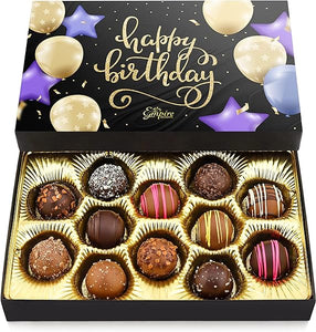 Happy Birthday Chocolates - 12 Assorted Milk & Dark Chocolate Truffles - Gourmet Box - Birthday Gifts for Women & Men, 6 oz in Pakistan