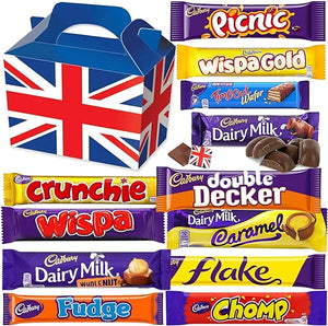 Cadbury Chocolate Gift Pack Large - 12 FULL SIZE Chocolate bars of delicious Cadbury Chocolate from the UK with unique Gift Box and a free Global Treats Chocolate. in Pakistan