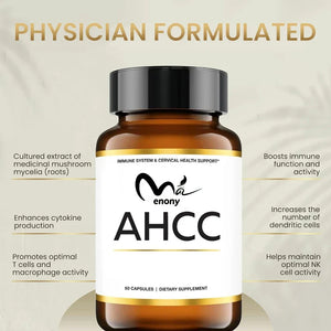 AHCC active compound, 1100mg shiitake mushroom supplement, natural immune support for men and women, 60 vegetarian capsules