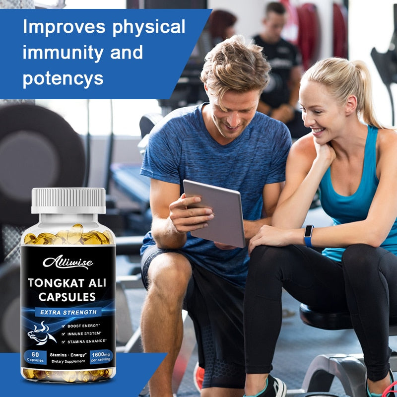 Alliwise 3X Tongkat Ali Root Extract Capsule for Potent Stamina Strength Enhances Immunity Health Kidney Male Energy Supplements