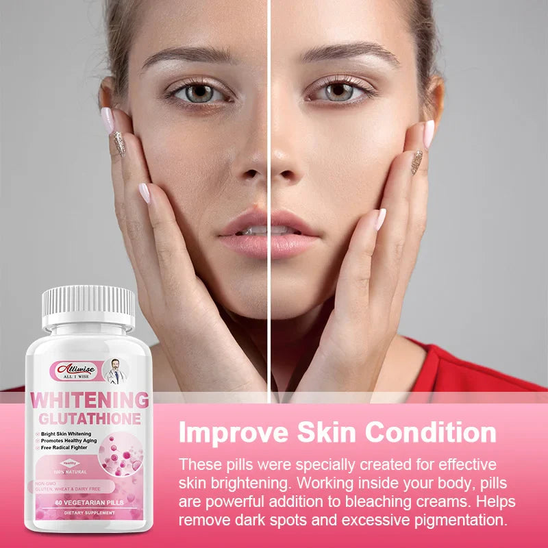 Alliwise Glutathione Capsules Collagen Whiten Capsule Anti-Aging Boosting Immunity Dull Skin Whitening Skin Whitening Gummies