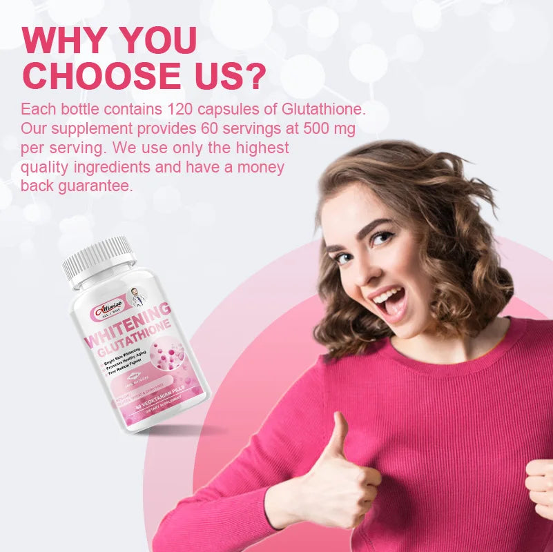 Alliwise Glutathione Capsules Collagen Whiten Capsule Anti-Aging Boosting Immunity Dull Skin Whitening Skin Whitening Gummies