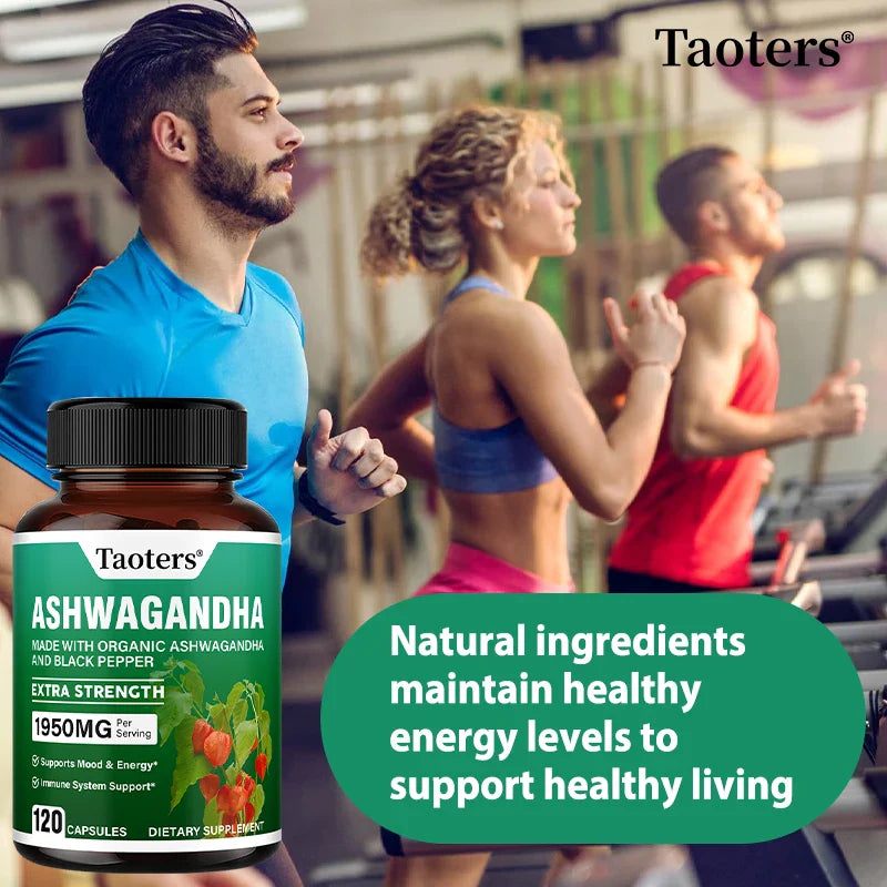 Ashwagandha + Black Pepper Capsules - Helps Improve Energy Reduce Anxiety Stress, Support Brain, Immune Health, Mood Supplements