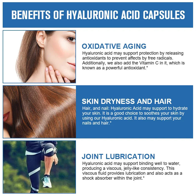 BBEEAAUU Hydrolytic Hyaluronic Acid Capsule Antioxidant Deeply Nourish Skin Brighten Elastic Skin and Joints Health