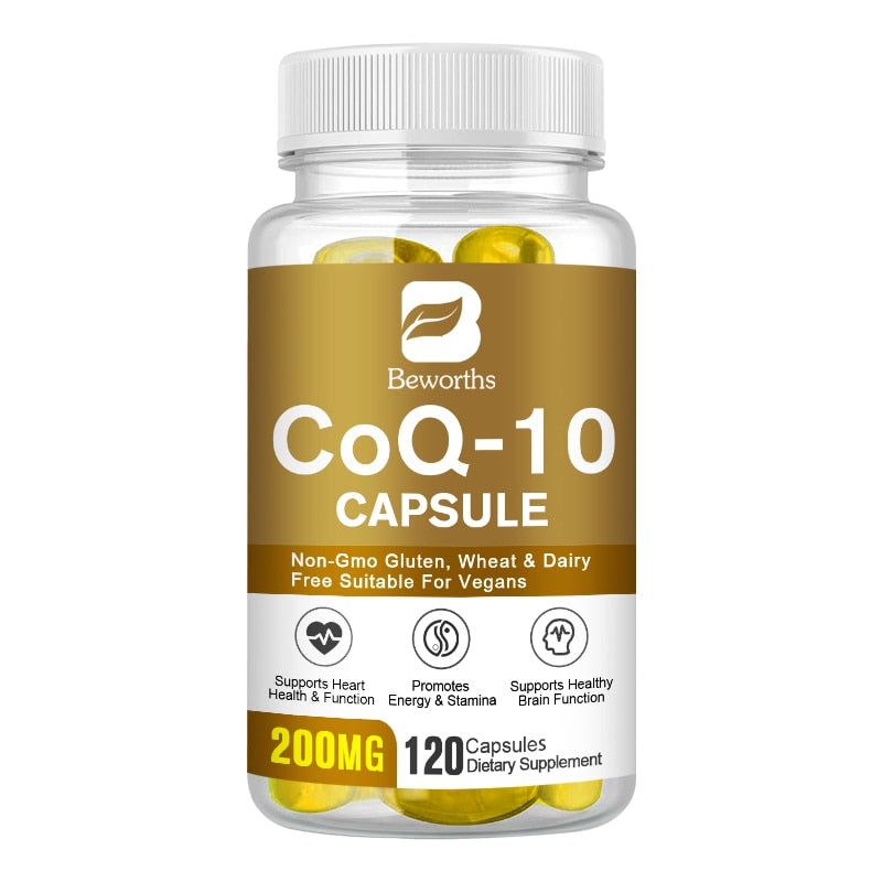 BEWORTHS 120pcs Free Shipping CoQ-10 Capsule 200Mg Vegetarian for Energy Support Heart Healthy Protective Antioxidant Supplement