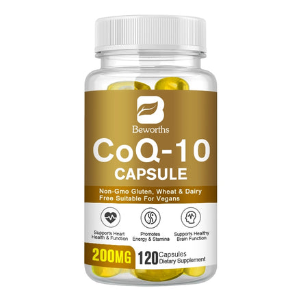 BEWORTHS 120pcs Free Shipping CoQ-10 Capsule 200Mg Vegetarian for Energy Support Heart Healthy Protective Antioxidant Supplement