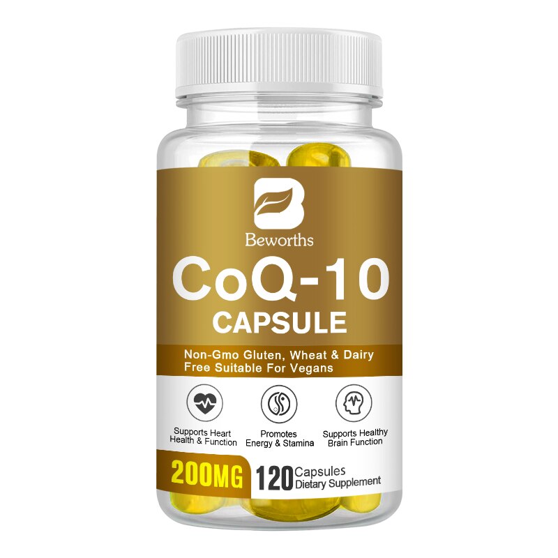 BEWORTHS 120pcs Free Shipping CoQ-10 Capsule 200Mg Vegetarian for Energy Support Heart Healthy Protective Antioxidant Supplement
