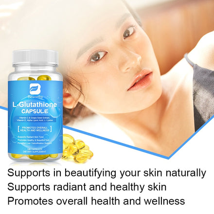 BEWORTHS L-Glutathione Capsules Skin Whitening Supplement Collagen Antioxidant Anti-Aging Boosting Immunity Dull Beauty Health