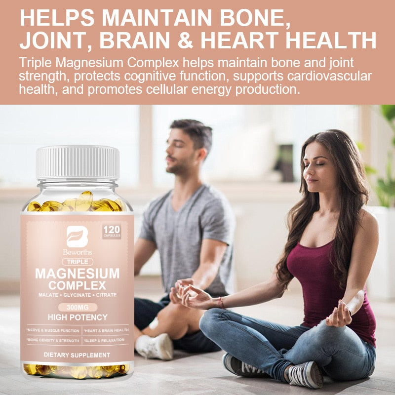 BEWORTHS Magnesium Complex Capsules Bone & Heart Health Supplement, Sleep Support, Muscle Relaxation, Stress & Anxiety Relief