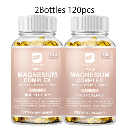 BEWORTHS Magnesium Complex Capsules Bone & Heart Health Supplement, Sleep Support, Muscle Relaxation, Stress & Anxiety Relief