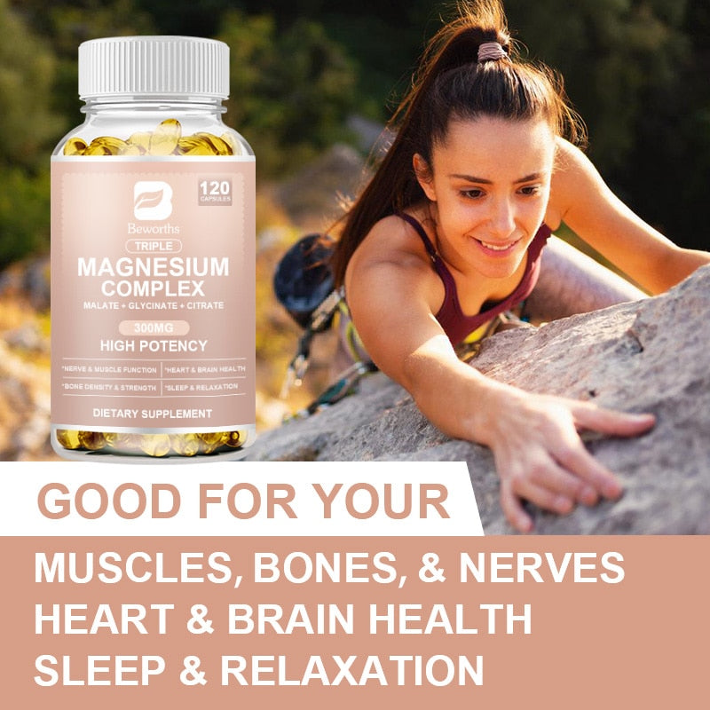 BEWORTHS Magnesium Complex Capsules Bone & Heart Health Supplement, Sleep Support, Muscle Relaxation, Stress & Anxiety Relief