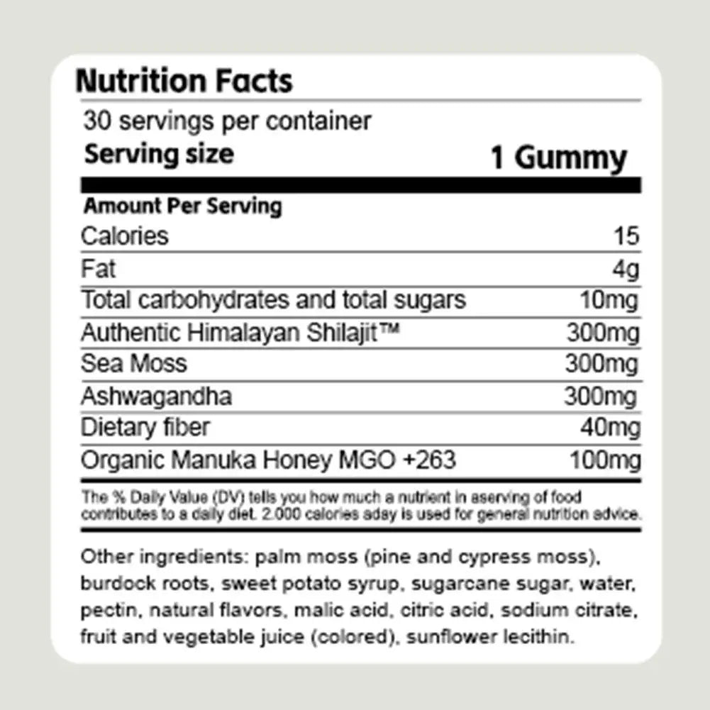 BIYODE Shilajit Soft Candy 3 In 1 Wellness Gummies Shilajit Sea Moss Ashwagandha 30 Gummies Dietary Supplement Increases Energy