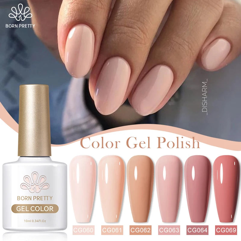 BORN PRETTY 10ml 2024 Hot Nude Pink Color Gel Nail Polish Spring Summer Varnis Semi Permanent Soak Off UV LED Nail Art Gel