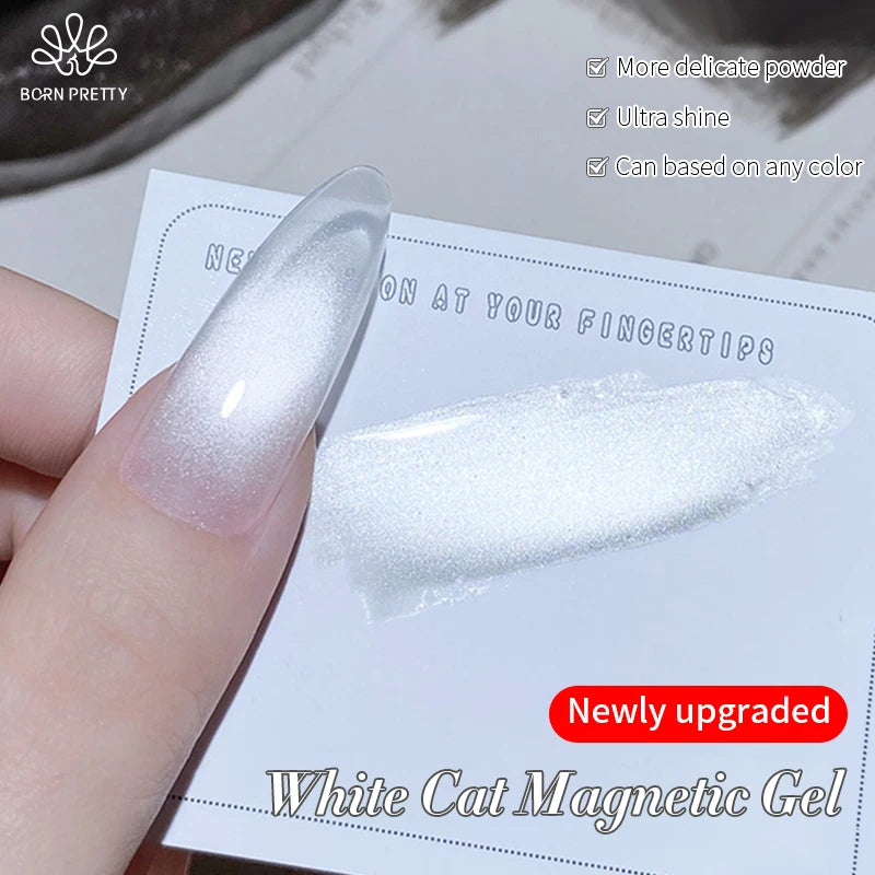 BORN PRETTY 10ml Super White Cat Magnetic Gel Polish Ultra Shinning Soak Off UV LED Varnis Semi Permanent for Nail Art Design