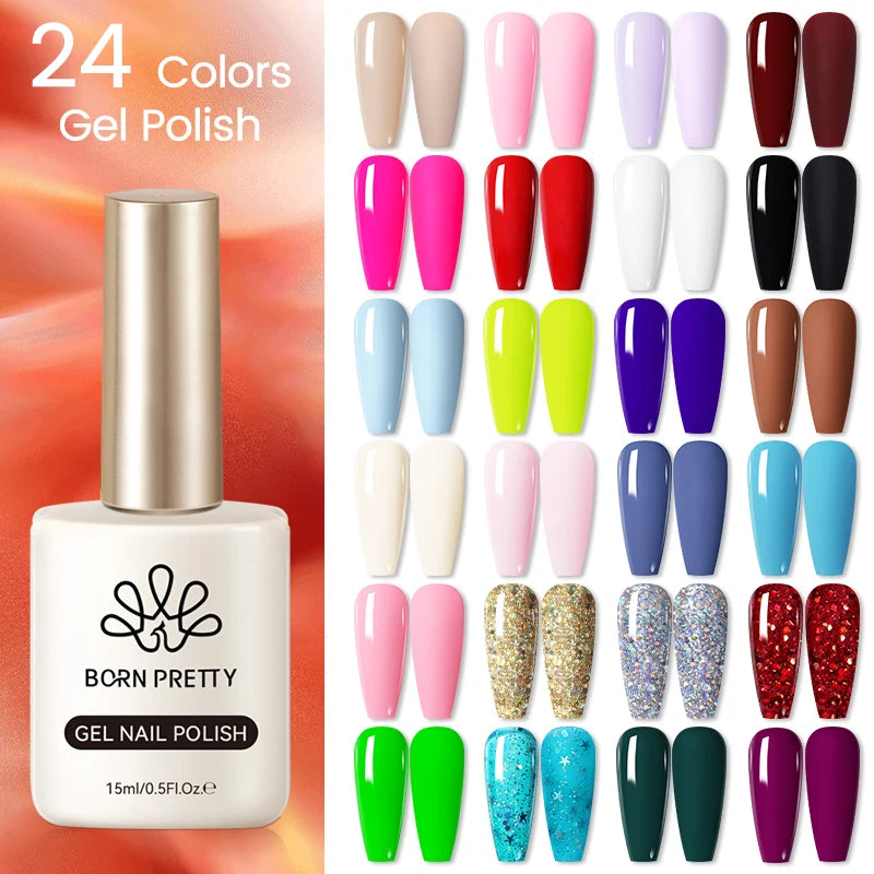 BORN PRETTY HEMA FREE Nail Gel Polish Glitter Gorgeous Full Coverage Soak Off UV LED French Nail Art Jelly Nude Pink Varnish