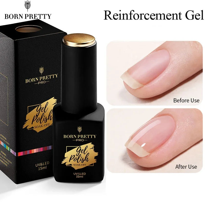 BORN PRETTY Pro 15ml Reinforcement Gel Nail Polish Self Leveling Nail Strengthen Base Top Coat Soak Off Nail Art Function Gel