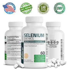 Balincer 200mcg Mineral Antioxidant Supplement with Selenium - Supports Immune, Overall Health - Non-GMO, Easy to Absorb in Pakistan