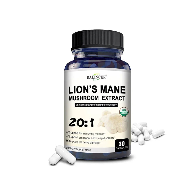 Balincer Lion's Mane Mushroom Extract Supplement for Mood and Sleep Health, Non-GMO, Gluten-free