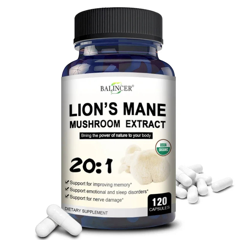 Balincer Lion's Mane Mushroom Extract Supplement for Mood and Sleep Health, Non-GMO, Gluten-free