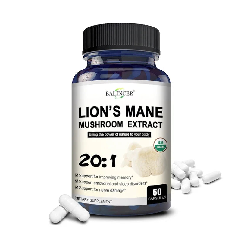 Balincer Lion's Mane Mushroom Extract Supplement for Mood and Sleep Health, Non-GMO, Gluten-free