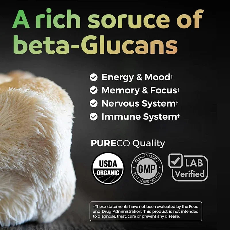 Balincer Lion's Mane Mushroom Extract Supplement for Mood and Sleep Health, Non-GMO, Gluten-free