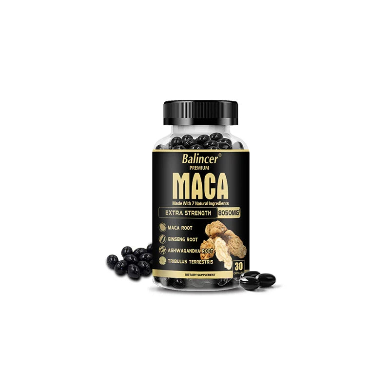 Balincer Maca Supplement - with Ginseng Ashwagandha Tribulus Terrestris 8050mg - Muscle Mass, Endurance and Vitality