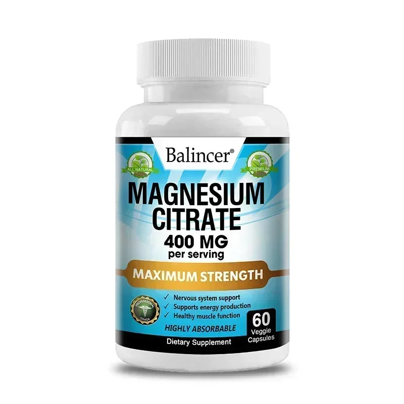 Balincer Magnesium Citrate Supplement Supports Muscle, Nervous System, Bone, Heart Health and Provides Energy