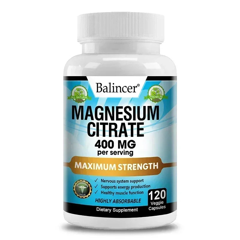 Balincer Magnesium Citrate Supplement Supports Muscle, Nervous System, Bone, Heart Health and Provides Energy