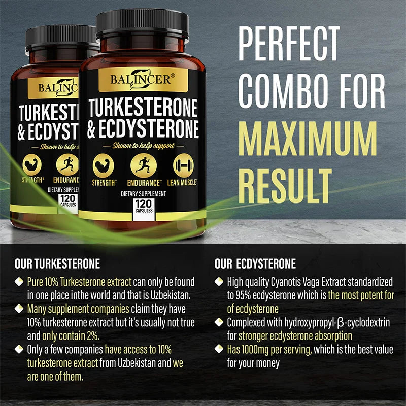 Balincer TURKESTERONE & ECDYSTERONE Extracts-energy Booster,Promote Muscle Growth, Strengthening, Energy and Endurance