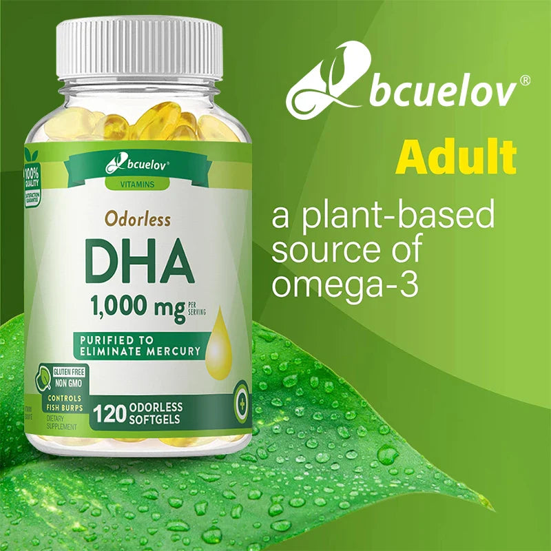 Bcuelov High IQ Brain Booster Supplement DHA Vitamin Capsules Improve Memory Mental Focus Nerve Energy and IQ Spirit